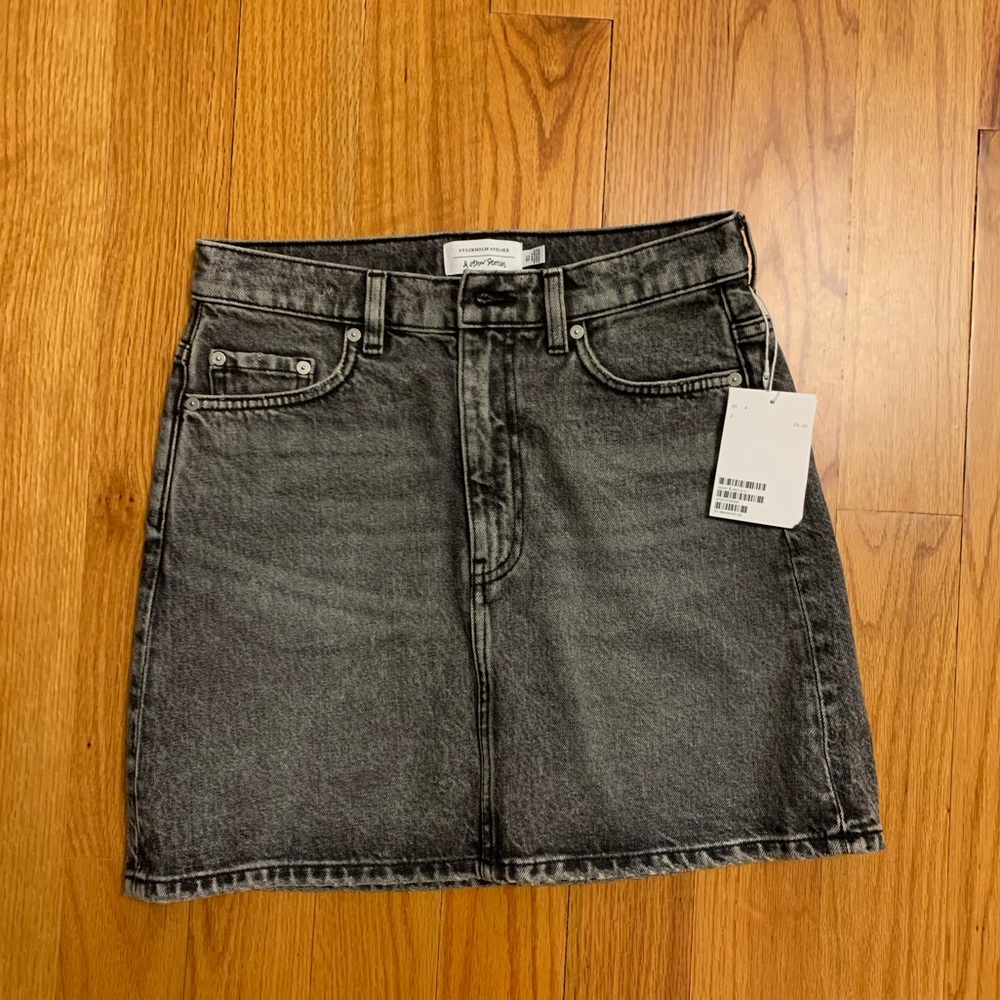 Grey/black washed And Other Stories denim mini skirt